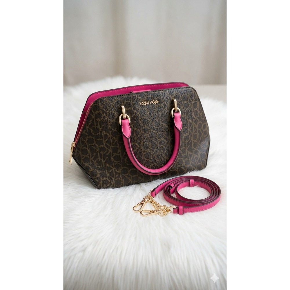 Calvin Klein Pink Brown Logo Handbag